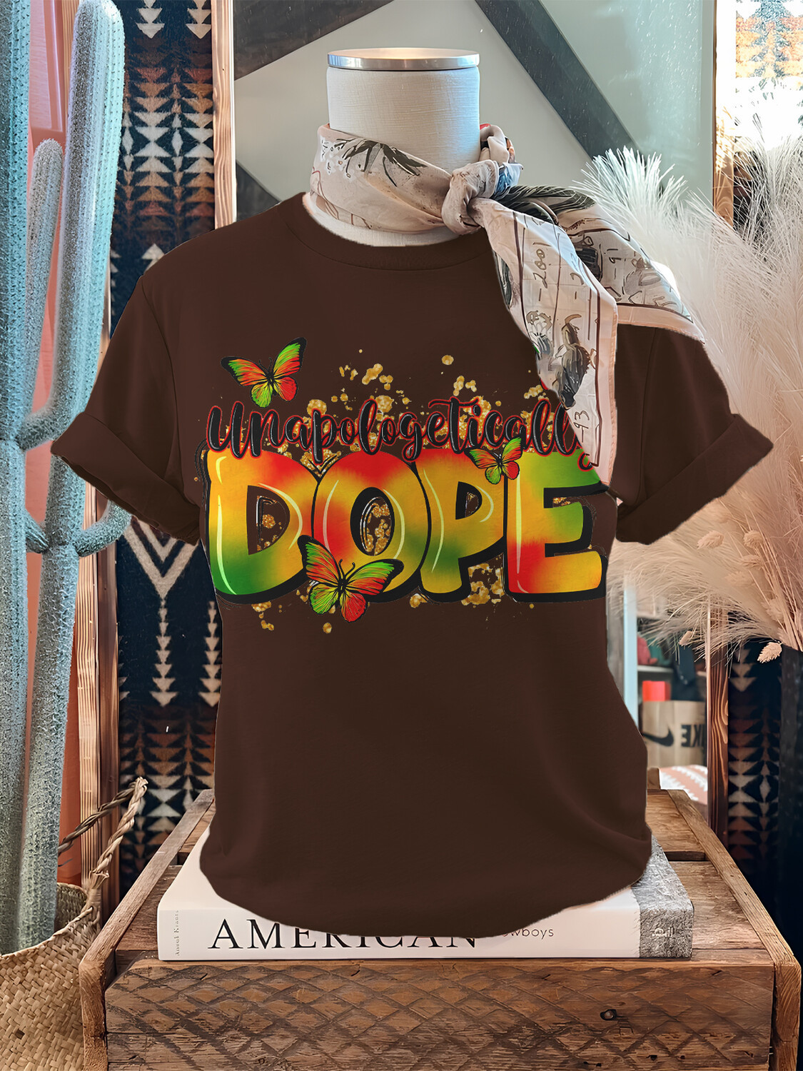 Women's Unapologetically Dope Butterfly Print Cotton Casual T-Shirt-Styleame