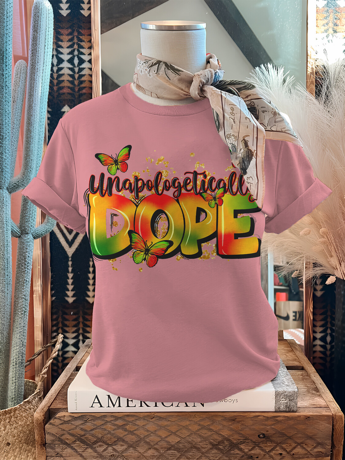 Women's Unapologetically Dope Butterfly Print Cotton Casual T-Shirt-Styleame