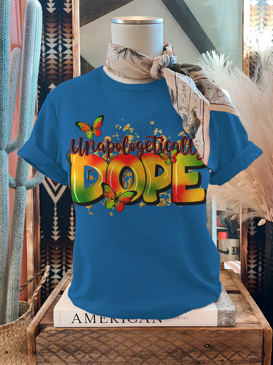 Women's Unapologetically Dope Butterfly Print Cotton Casual T-Shirt-Styleame