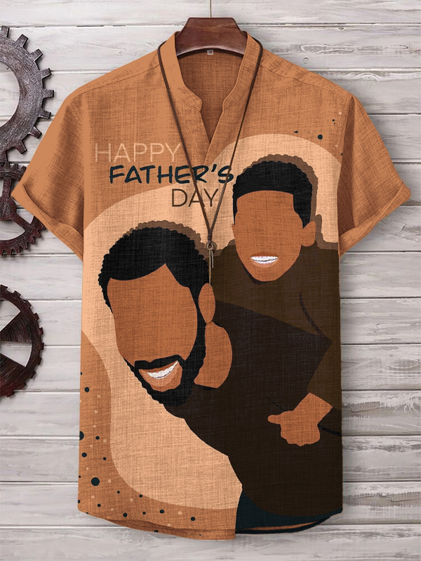 Men's Happy Father's Day Art Print V Neck T-Shirt-Styleame