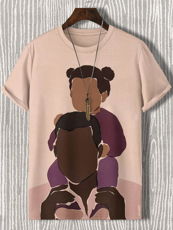 Men's Father And Daughter Art Print T-Shirt-Styleame