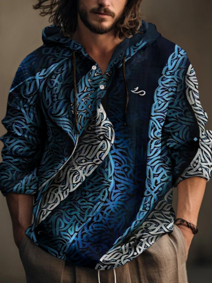Men's The Elegant Art Of Calligraphy Print Hooded Shirt-Styleame