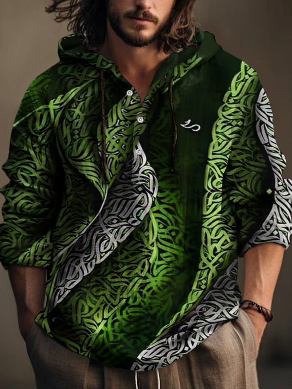 Men's The Elegant Art Of Calligraphy Print Hooded Shirt-Styleame