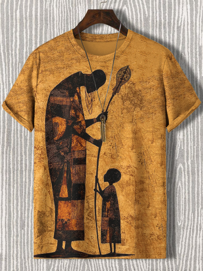 Men's Father And Son Vintage Tribal Art Art Print T-Shirt-Styleame
