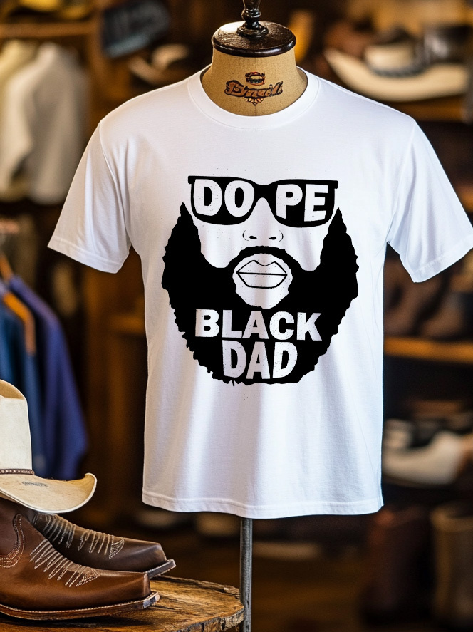 Men's Dope Black Dad Graphic Print Cotton Casual T-Shirt-Styleame