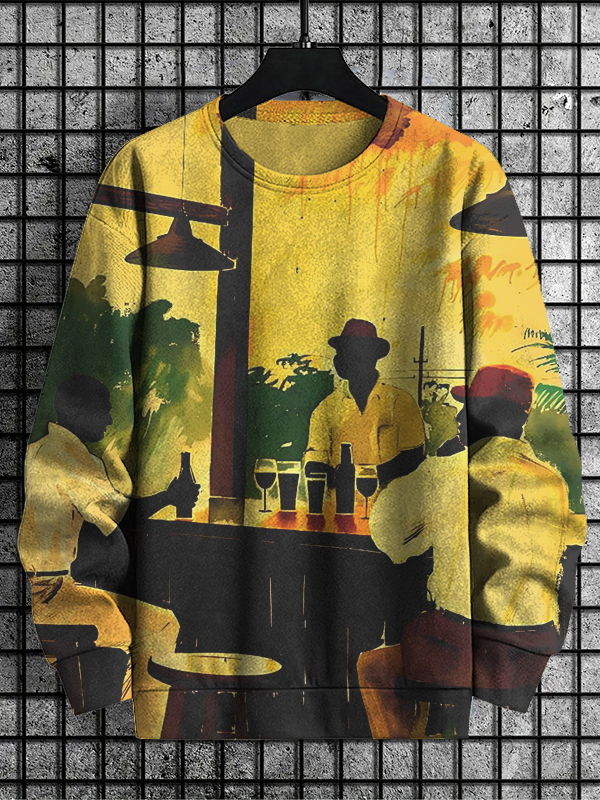 Men's Black Talk Art Print Casual Sweatshirt-Styleame