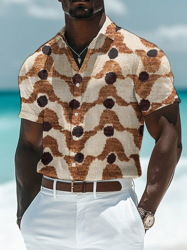 Men's Figure Abstract Geometric Art Print Casual Shirt-Styleame