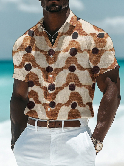 Men's Figure Abstract Geometric Art Print Casual Shirt-Styleame