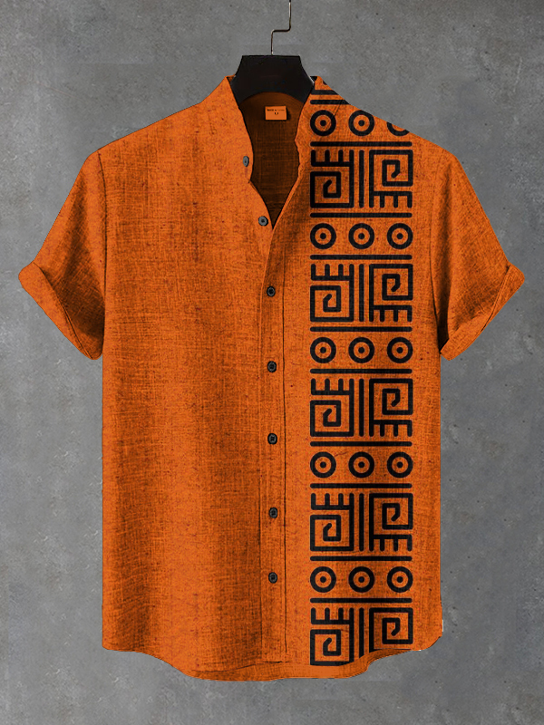 Men's Retro Ethnic Pattern Art Print Casual Shirt-Styleame