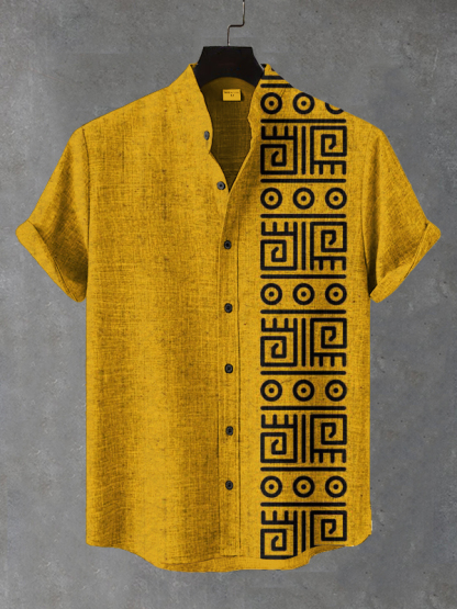 Men's Retro Ethnic Pattern Art Print Casual Shirt-Styleame