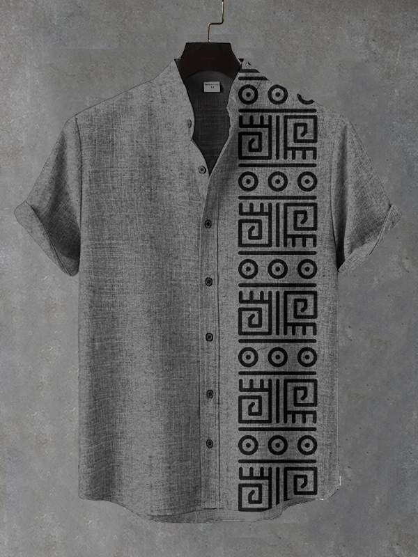 Men's Retro Ethnic Pattern Art Print Casual Shirt-Styleame