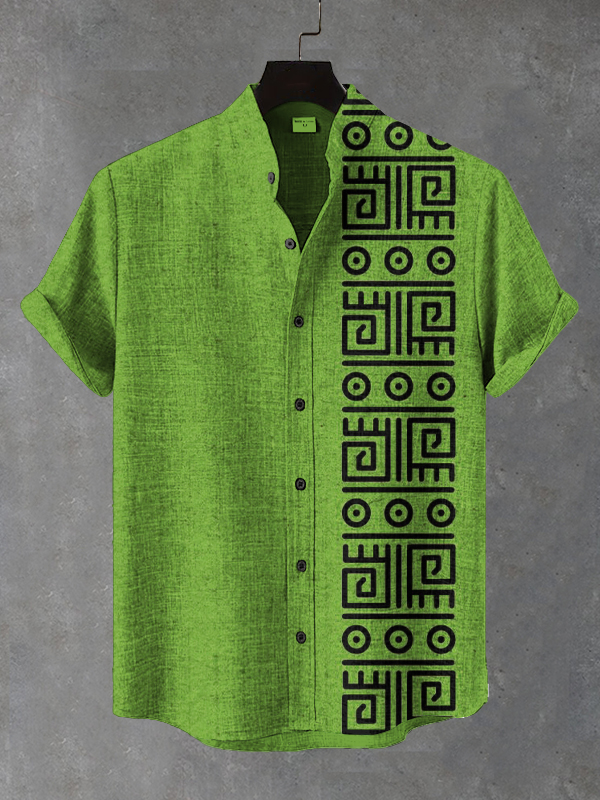 Men's Retro Ethnic Pattern Art Print Casual Shirt-Styleame