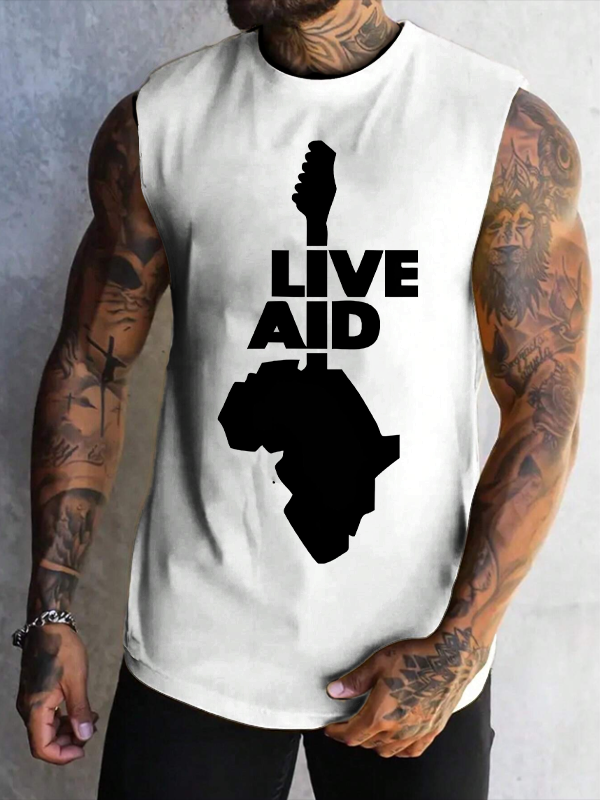 Men's Live Aid Guitar Art Print Tank Top-Styleame