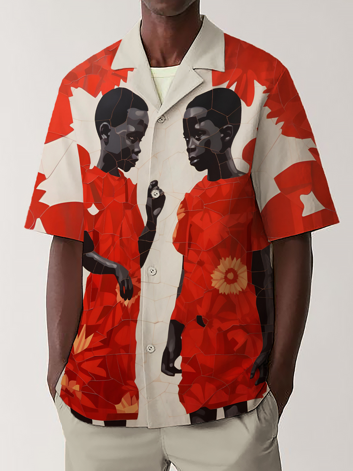 Men's Black Boys Art Print Shirt-Styleame