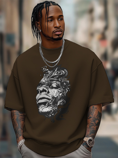 Men's Abstract Portrait Art Print Cotton Casual T-Shirt-Styleame