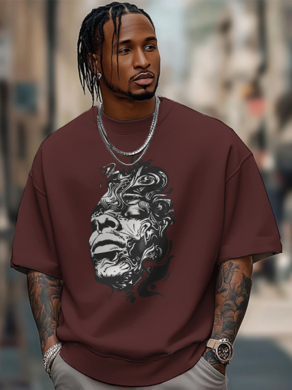 Men's Abstract Portrait Art Print Cotton Casual T-Shirt-Styleame