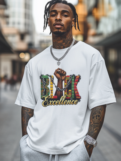 Men's Black Excellence Print Cotton Casual T-Shirt-Styleame