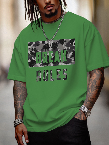Men's Break Rules Camouflage Graphic Print Cotton Casual T-Shirt-Styleame