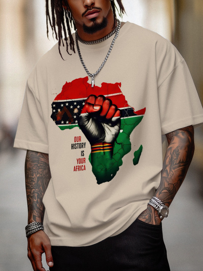 Men's Our History Is Your Africa Graphic Print Cotton Casual T-Shirt-Styleame