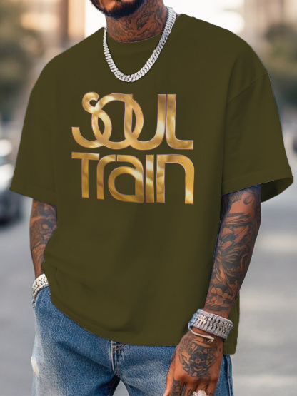 Men's Soul Train Print Cotton Casual T-Shirt-Styleame