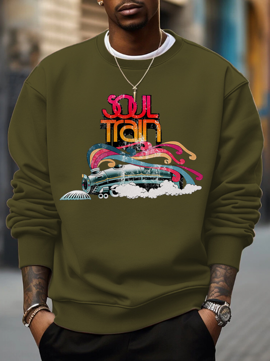 Men's Soul Train Print Cotton Casual Sweatshirt-Styleame