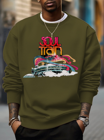 Men's Soul Train Print Cotton Casual Sweatshirt-Styleame