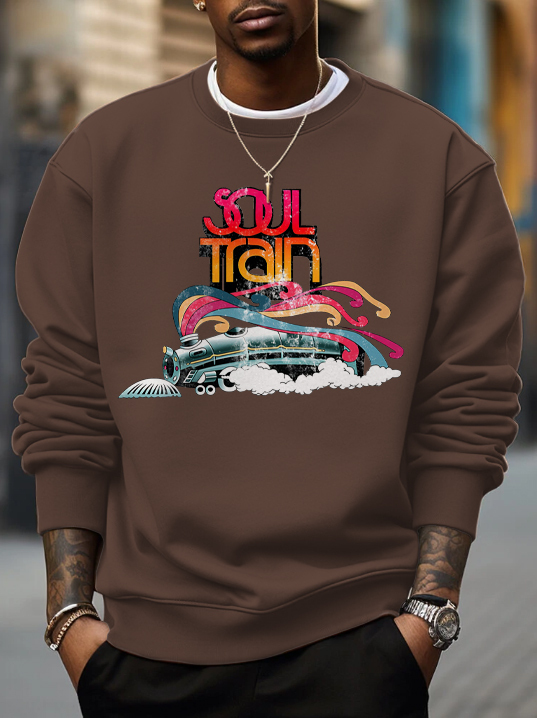 Men's Soul Train Print Cotton Casual Sweatshirt-Styleame