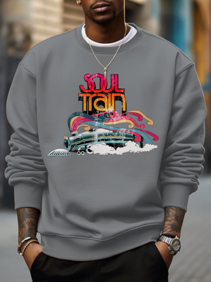 Men's Soul Train Print Cotton Casual Sweatshirt-Styleame