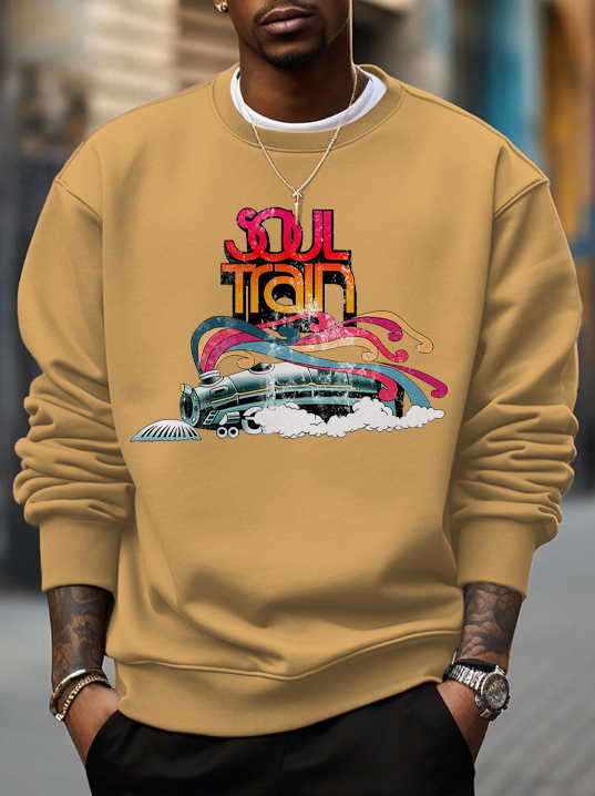 Men's Soul Train Print Cotton Casual Sweatshirt-Styleame