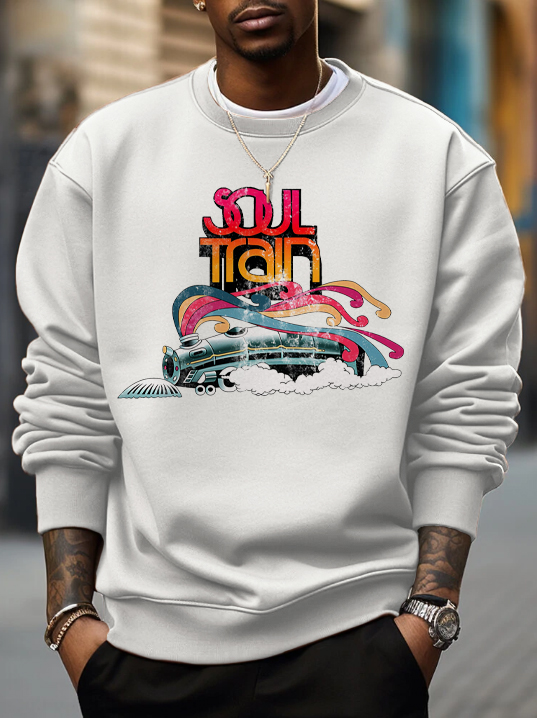 Men's Soul Train Print Cotton Casual Sweatshirt-Styleame