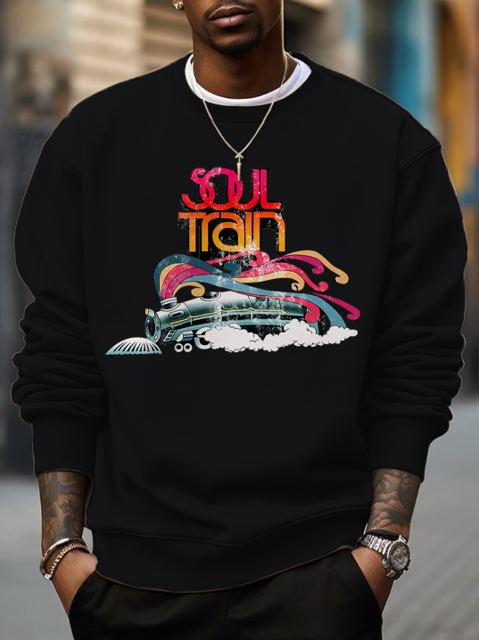 Men's Soul Train Print Cotton Casual Sweatshirt-Styleame