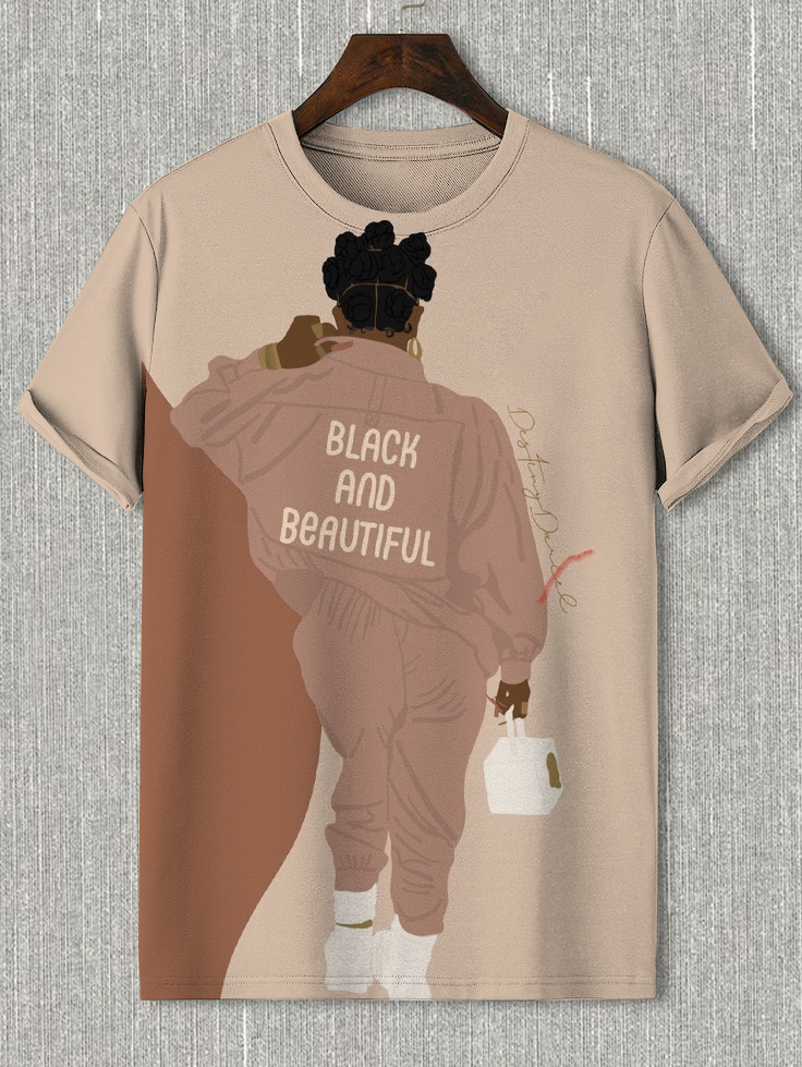 Men's Black And Beautiful Woman Graphic Print Casual T-Shirt-Styleame
