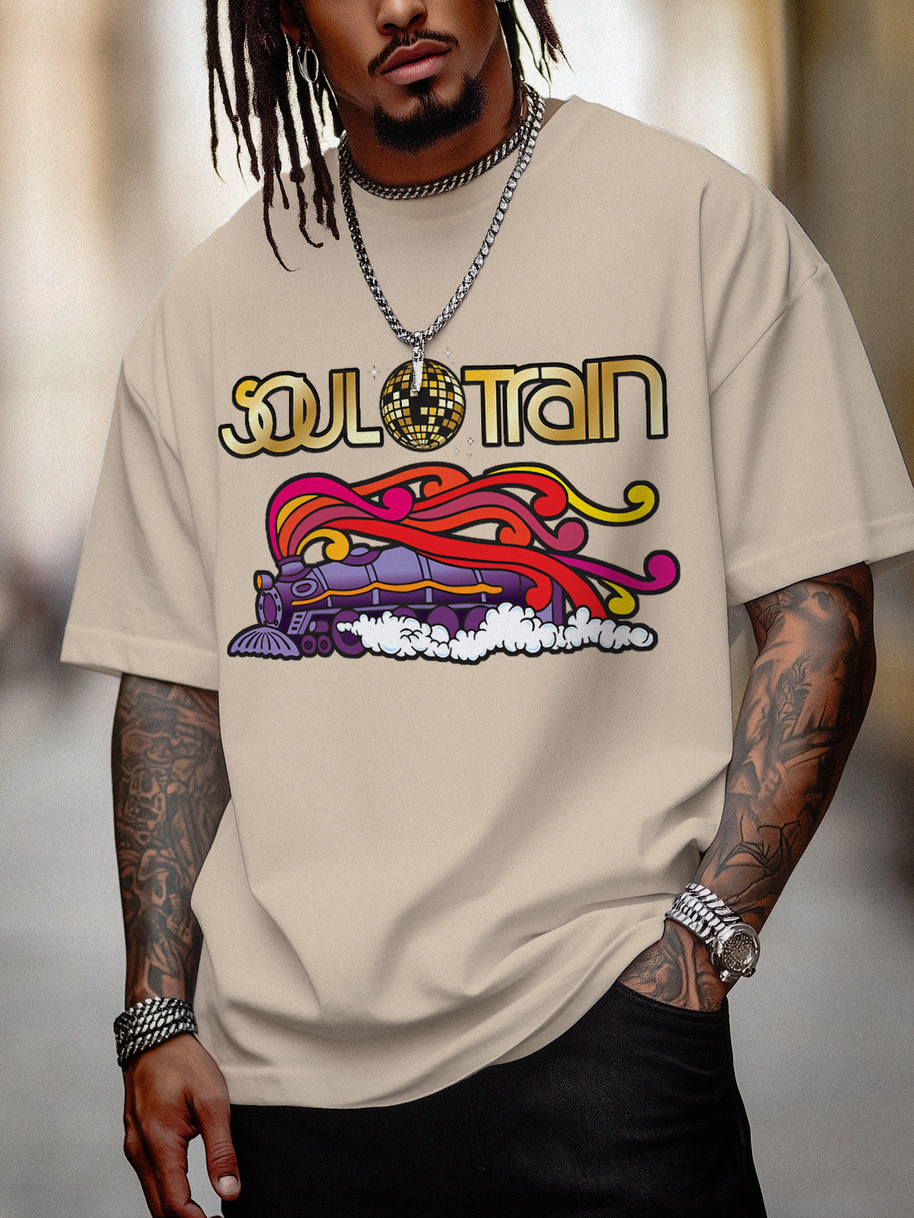 Men's Soul Train Cotton Casual T-Shirt