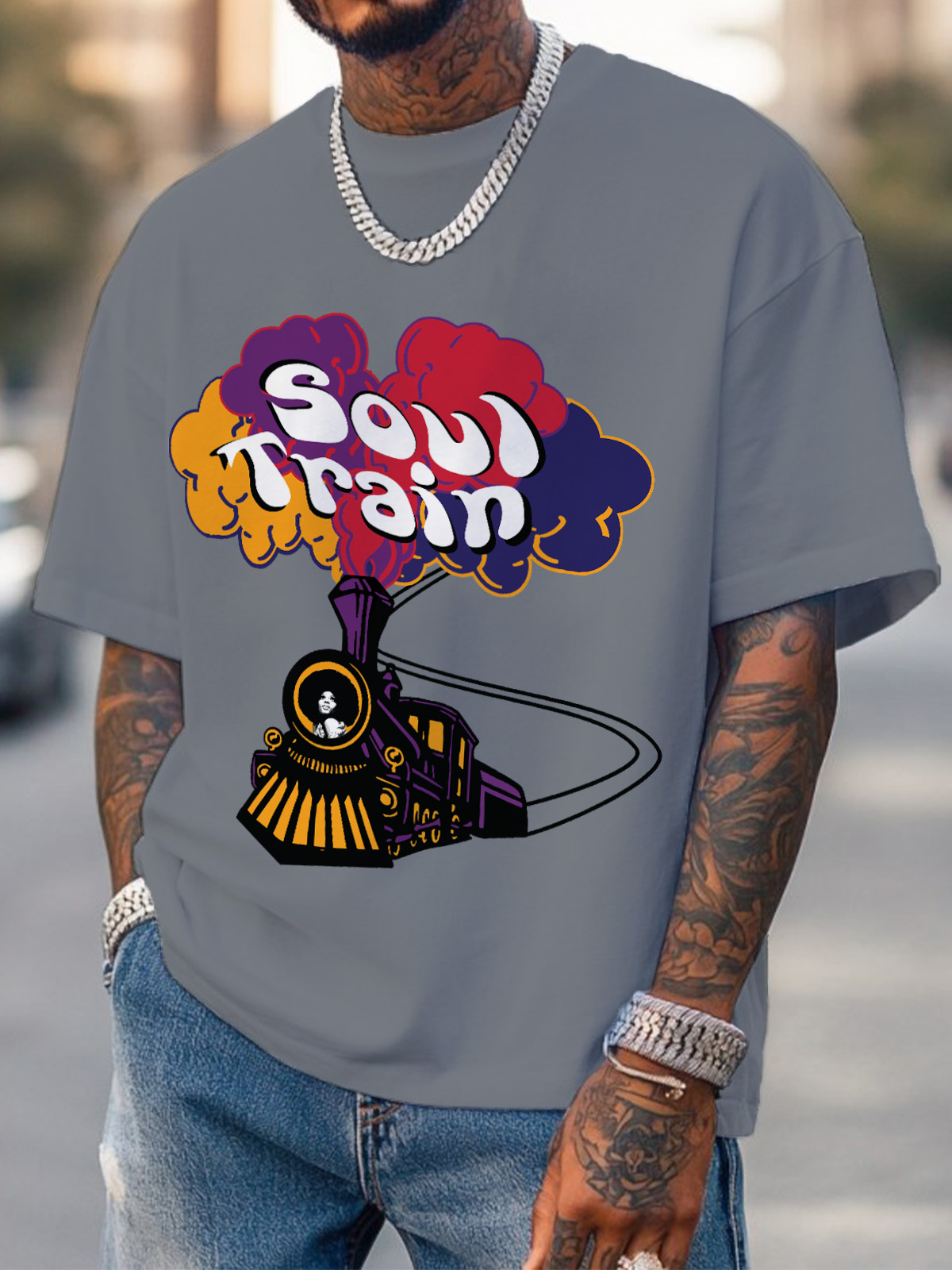 Men's Soul Train Print Cotton T-Shirt