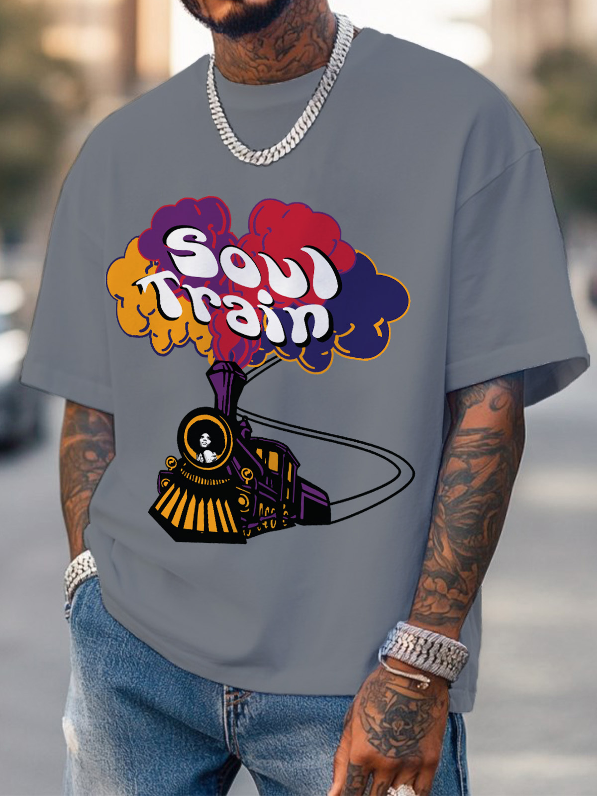 Men's Soul Train Print Cotton T-Shirt