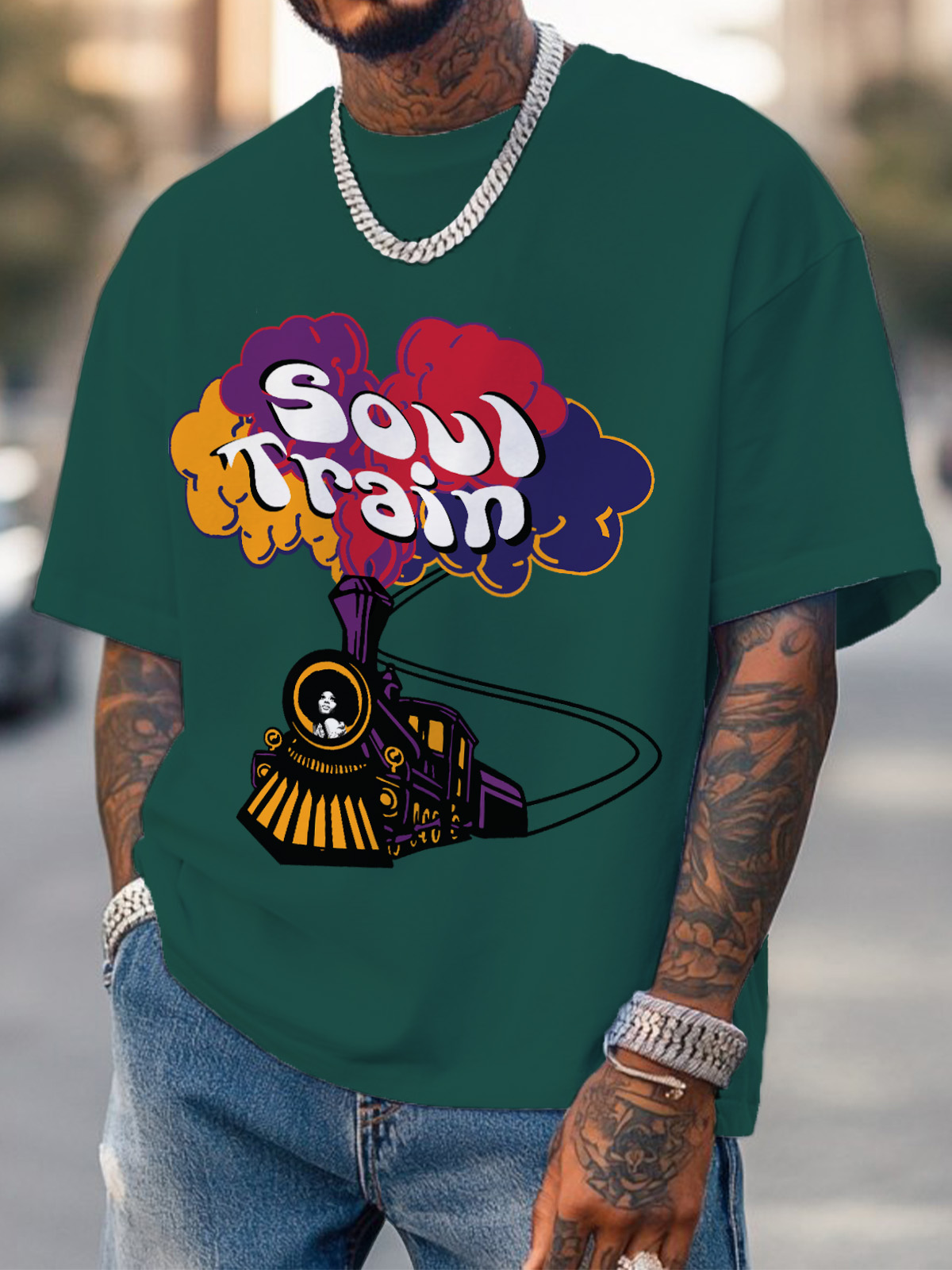 Men's Soul Train Print Cotton T-Shirt