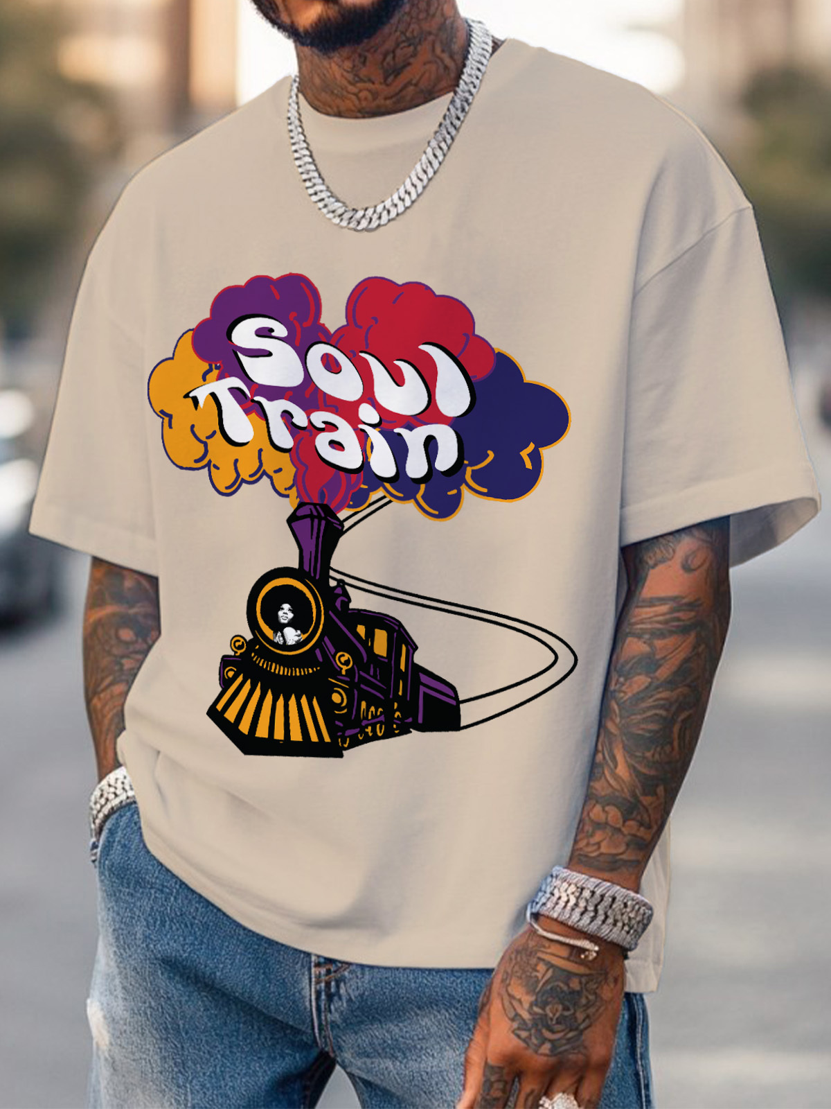 Men's Soul Train Print Cotton T-Shirt