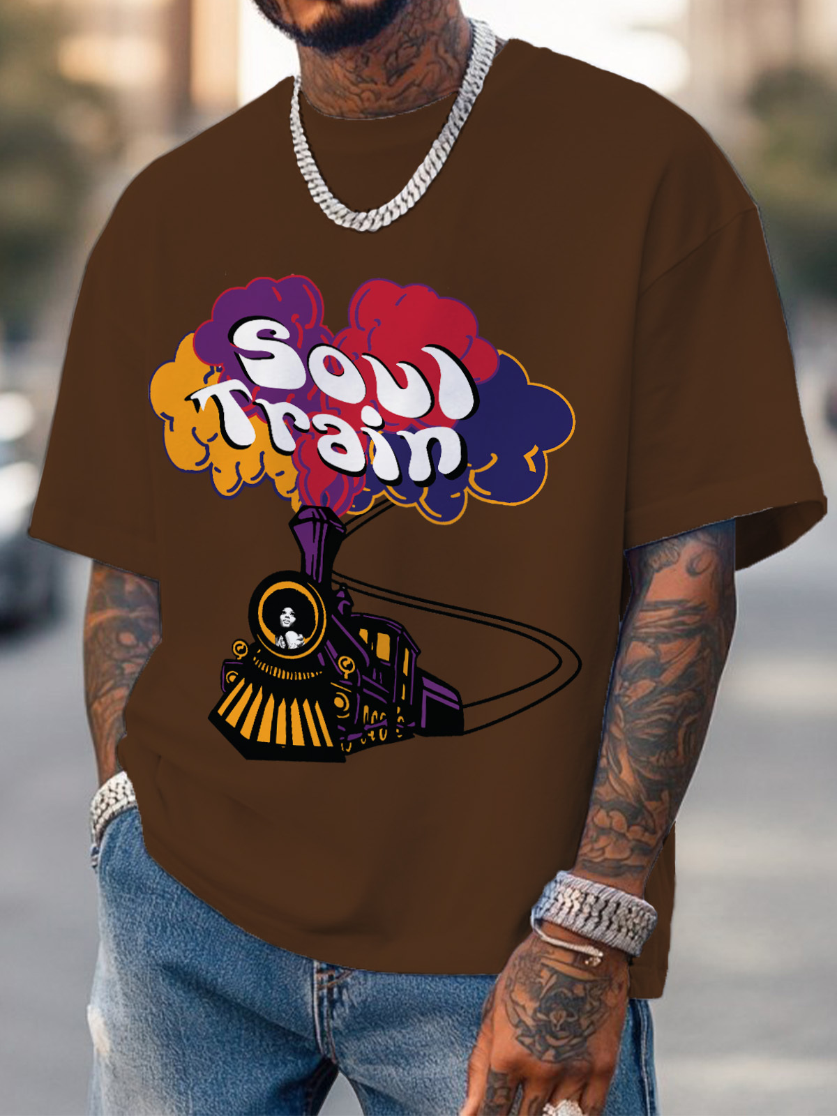 Men's Soul Train Print Cotton T-Shirt