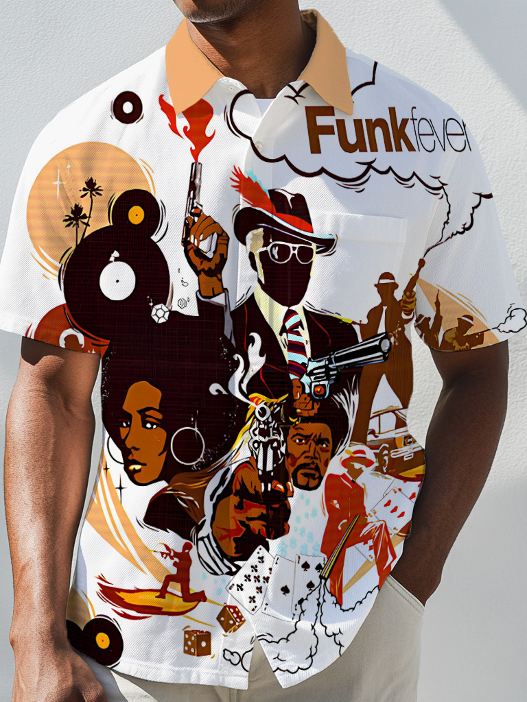 Men's Funk Fever Art Print Short Sleeve Shirt-Styleame
