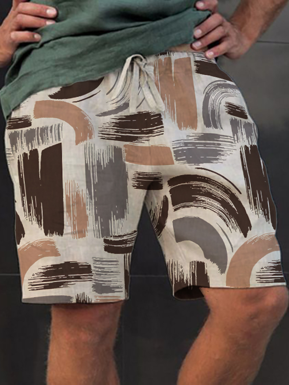 Men's Abstract Painting Art Print Casual Shorts-Styleame
