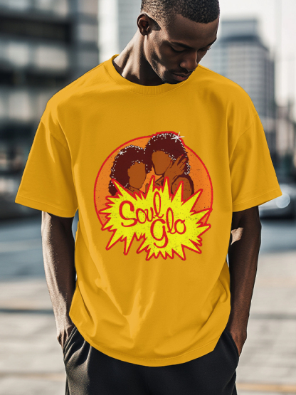 Men's Just Let Your Soul Glo Print Cotton Casual T-Shirt-Styleame