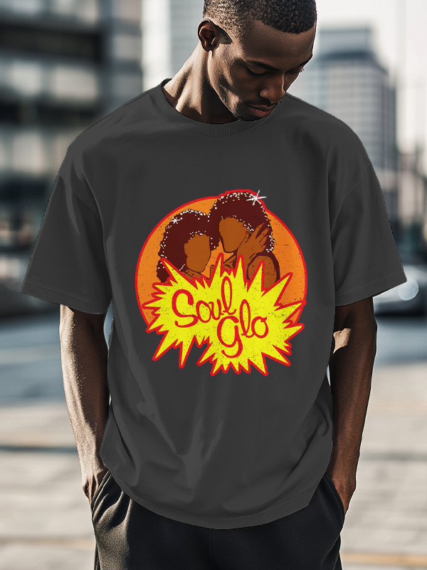 Men's Just Let Your Soul Glo Print Cotton Casual T-Shirt-Styleame