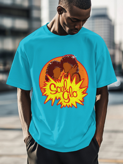 Men's Just Let Your Soul Glo Print Cotton Casual T-Shirt-Styleame