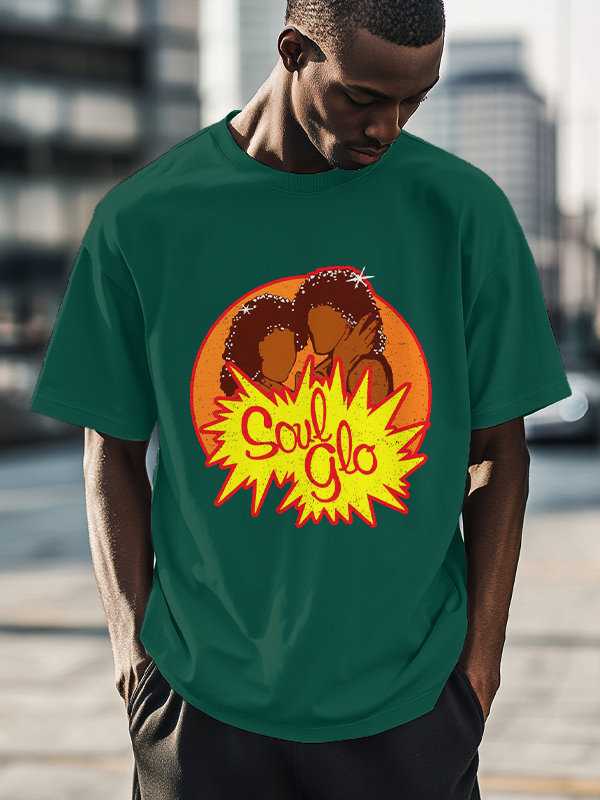 Men's Just Let Your Soul Glo Print Cotton Casual T-Shirt-Styleame