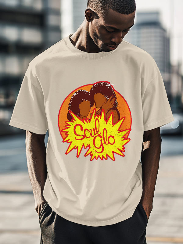 Men's Just Let Your Soul Glo Print Cotton Casual T-Shirt-Styleame