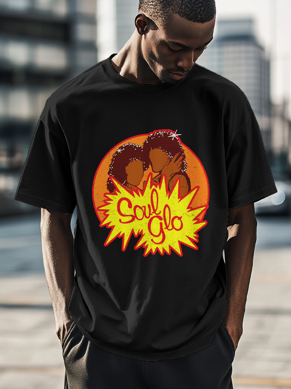 Men's Just Let Your Soul Glo Print Cotton Casual T-Shirt-Styleame