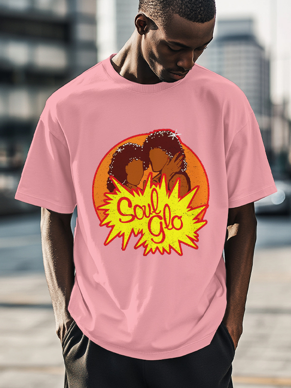 Men's Just Let Your Soul Glo Print Cotton Casual T-Shirt-Styleame