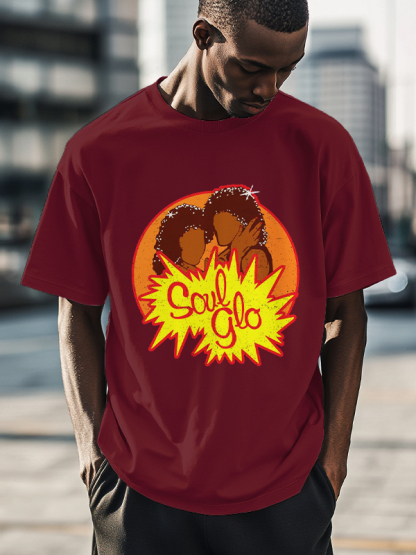 Men's Just Let Your Soul Glo Print Cotton Casual T-Shirt-Styleame