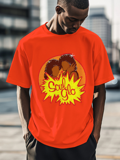 Men's Just Let Your Soul Glo Print Cotton Casual T-Shirt-Styleame