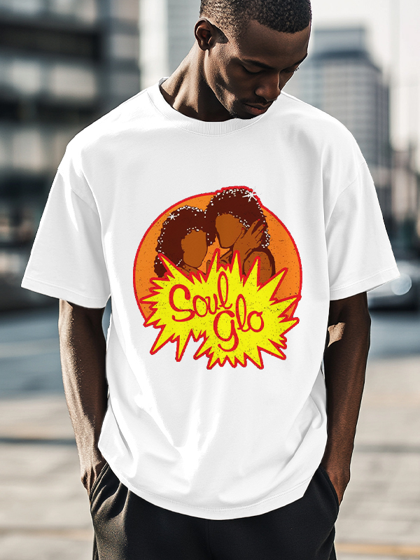 Men's Just Let Your Soul Glo Print Cotton Casual T-Shirt-Styleame